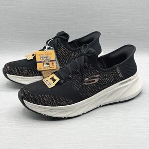 Skechers Women's 10 Sneakers Black Slip Ins Rose Gold Hands Free Edgeride 150476